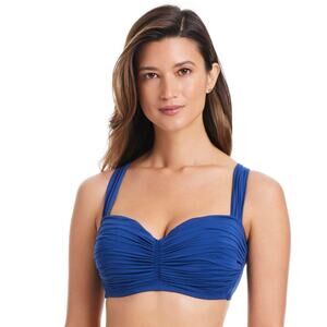 Bleu Rod Beattie Kore Underwire Shirred Bandeau Bikini Top Blue Size 38D NWT